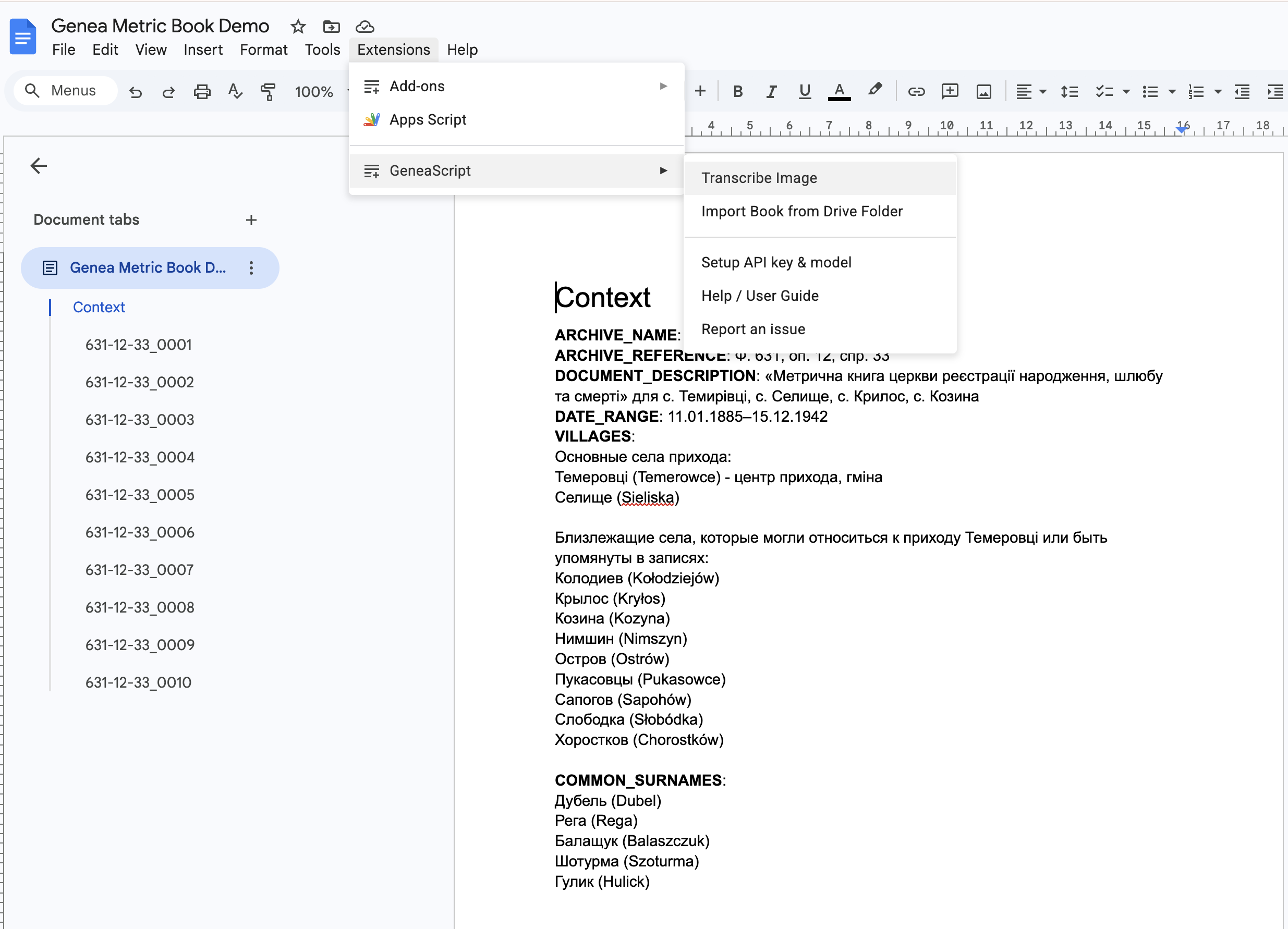 Import complete — Context and imported images in the document