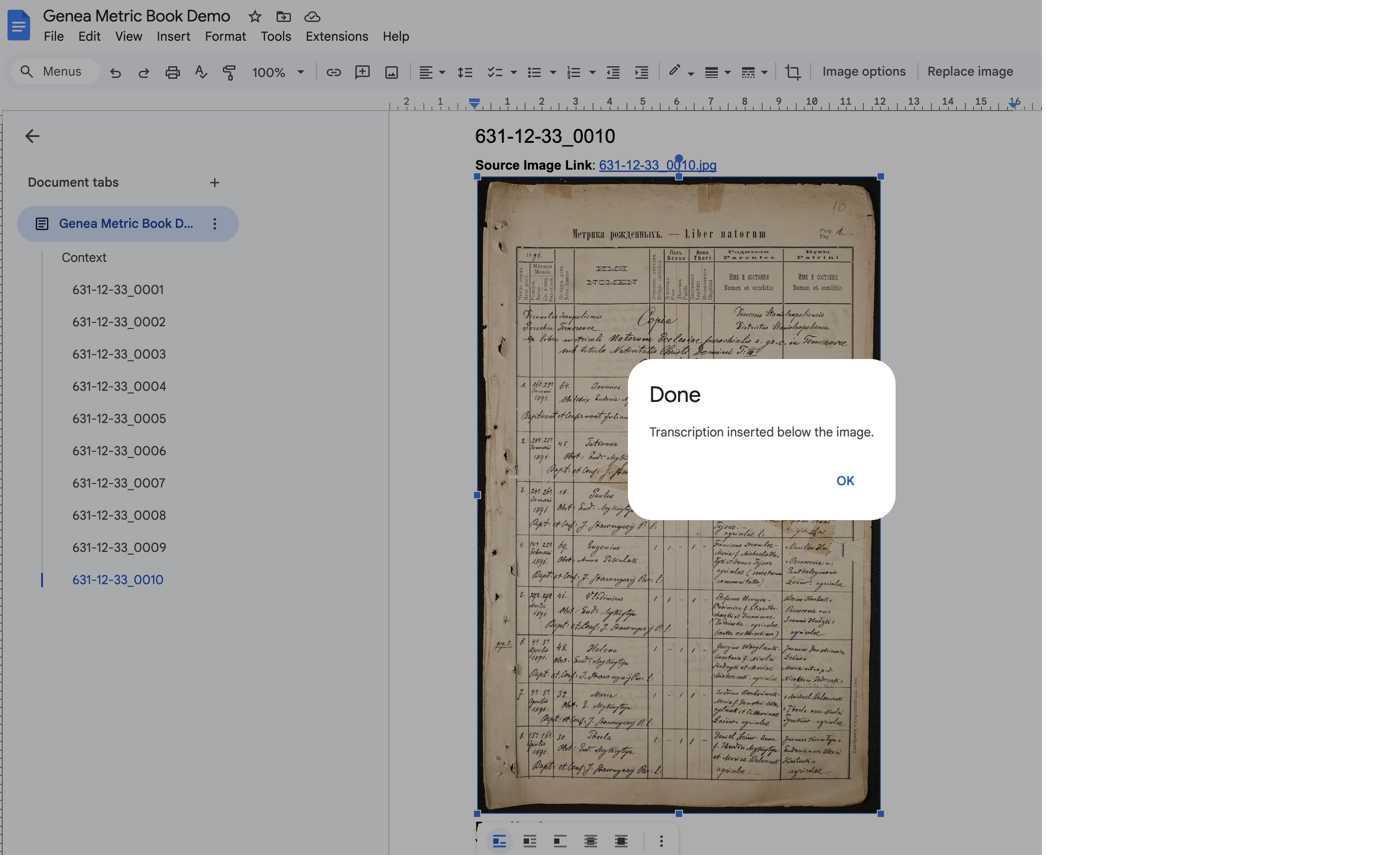 Transcription finished — inserted below the image